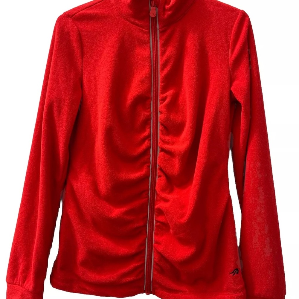 Red/ Coral Fleece Zip-Up Jacket Size Small